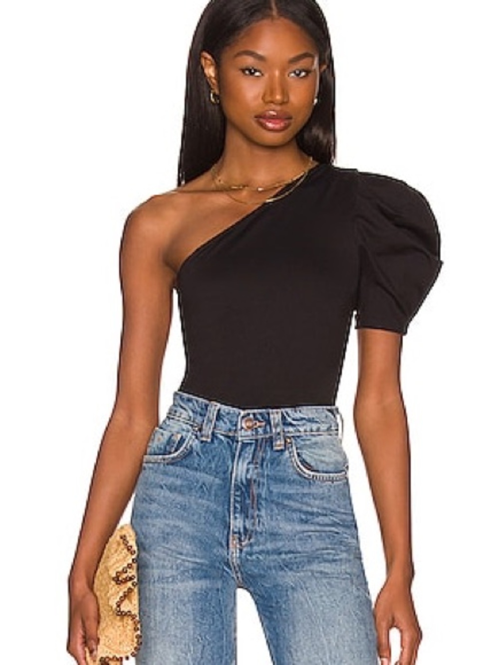 Intimately Free People "Somethin' Bout You" One-Shoulder Bodysuit in black,SP